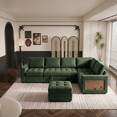 Canapé-lit modulaire en L en forme de L, canapé-lit escamotable à 7 places de 102 po avec ports de chargement USB, lumières DEL et rangement dissimulé, canapé-lit convertible pour le salon