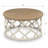 Mayenne Rustic Farmhouse Round Coffee Table with Distressed Wood Tray Top-604083157