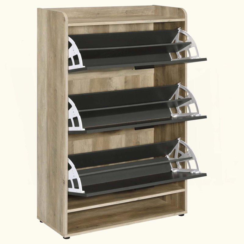Armoire à chaussures en bois d'ingénierie à 3 niveaux avec rangement spacieux et design élégant pour les entrées et les couloirs