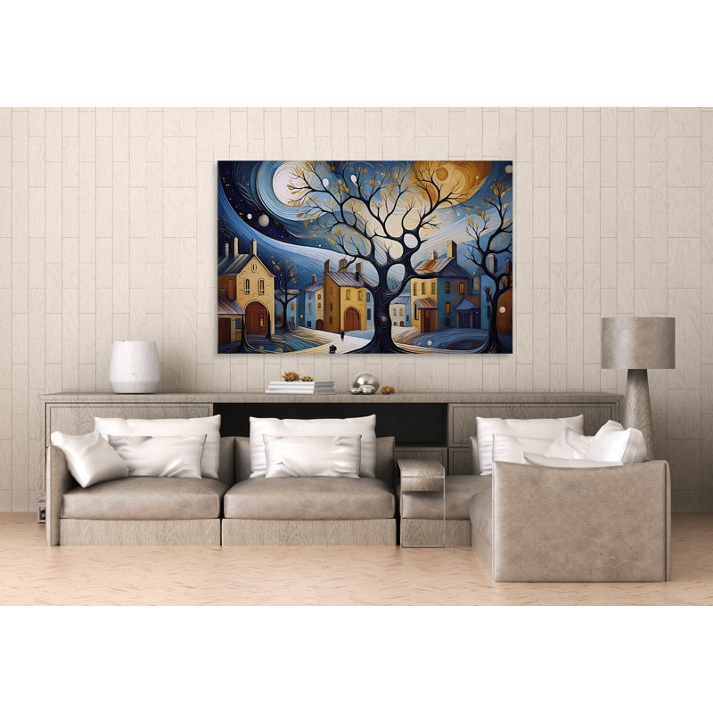 Moonlit Town, 20" H x 30" W
