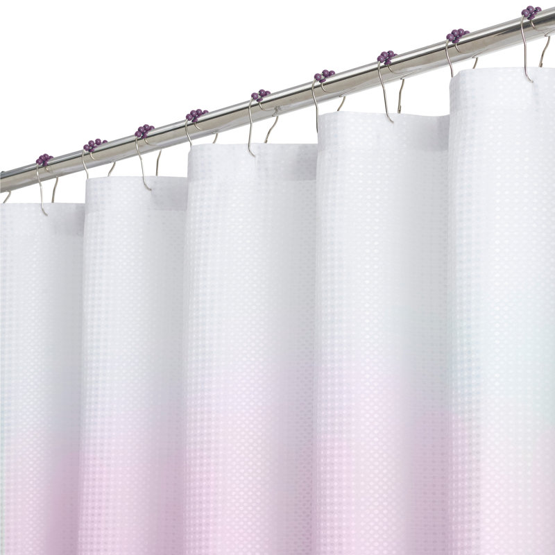 Macie Ombre Shower Curtain with Hooks Included and with Liner Included, Lavender/White