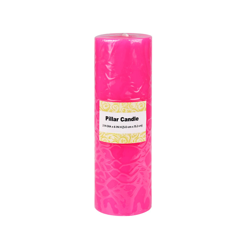 Bougie pilier rose chaud de 6 pouces, 1, Rose millennial, H 6 po x l 2 po x P 2 po