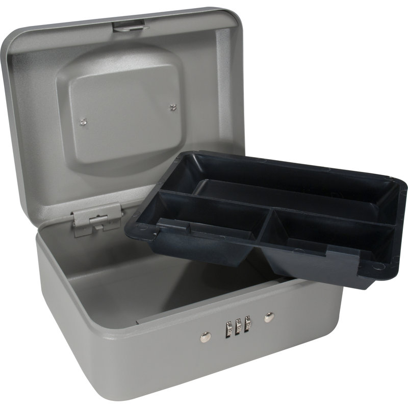 8" CASHBOX W COMBINATION LOCK GREY