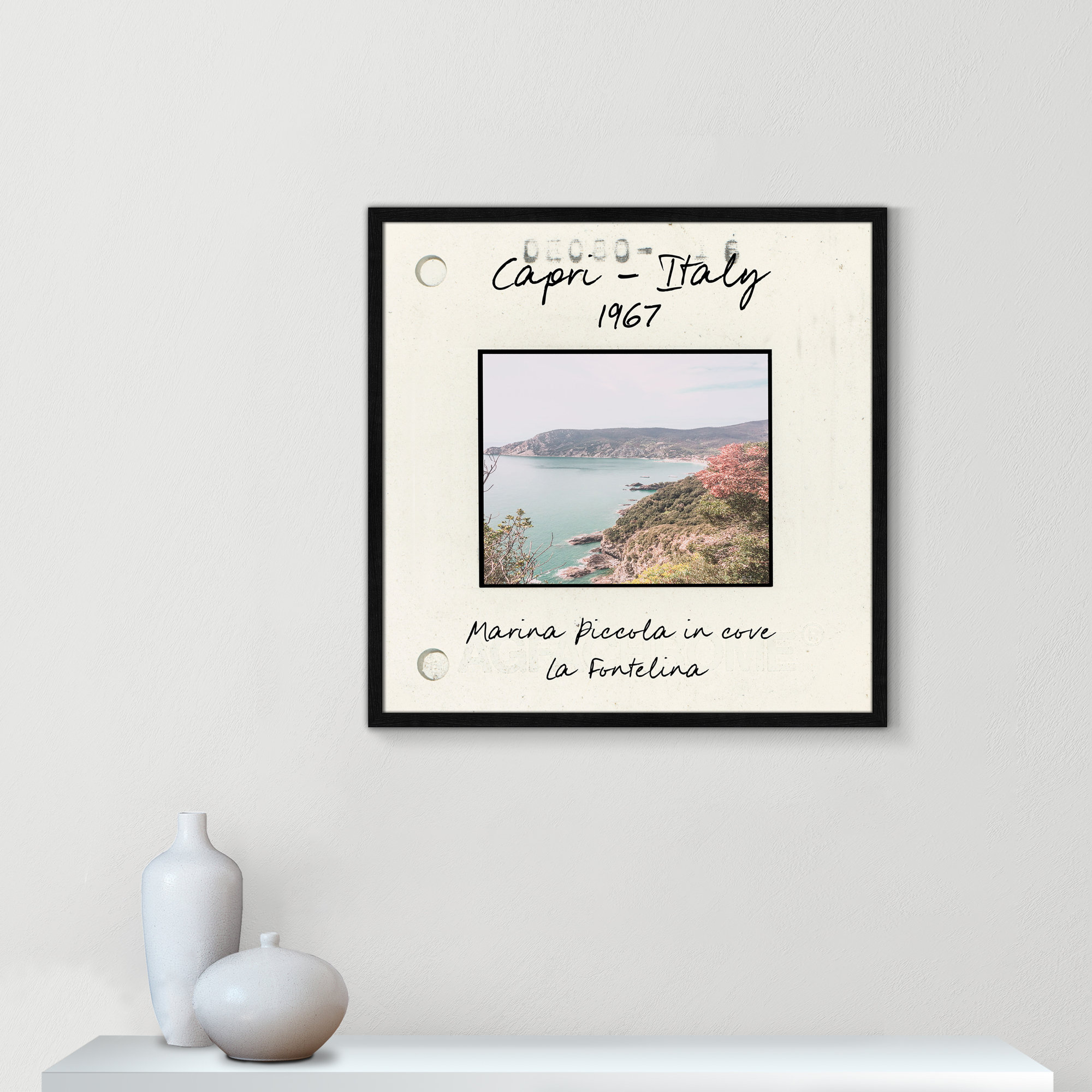 Capri Italy - Marina Picolla in La Fontalina Print by Susan Jill, Black Single Picture Framed Paper