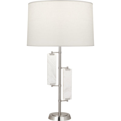 Lampe de table Srkashlteni avec accents de marbre - hauteur 30, abat-jour en lin huître, gradateur pleine gamme - luminaire élégant pour éclairage ambiant