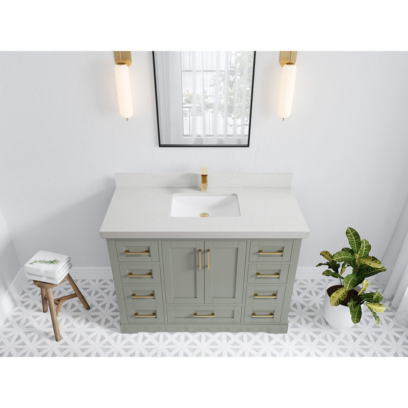 Ensemble de meuble-lavabo simple 48 po Esin, Quartz de Carrare