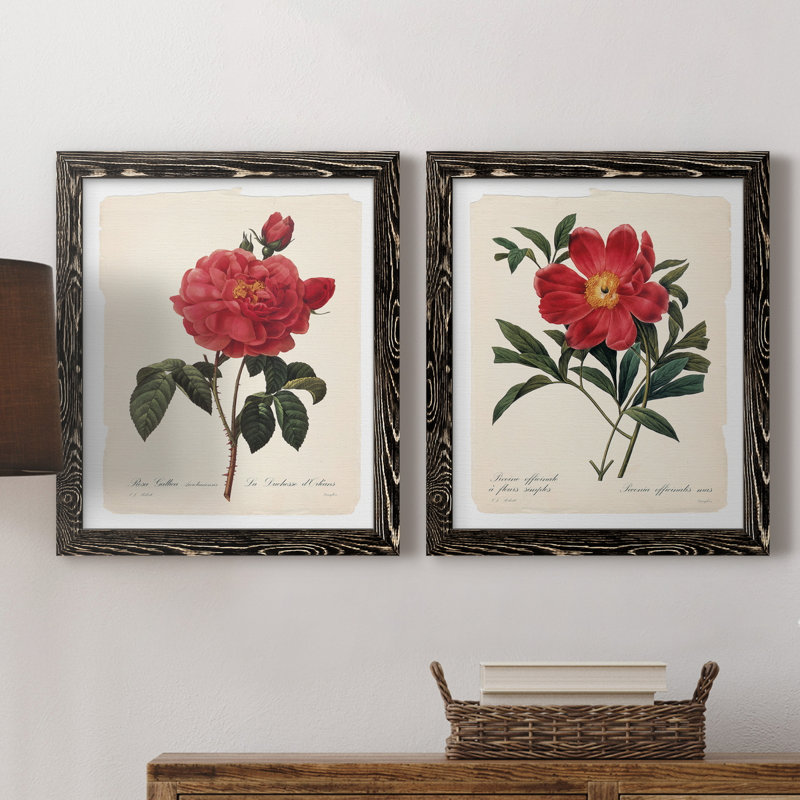 «Red Botanical III», ensemble de 2 peintures sur toile encadrées, H 37,5 po x l 55 po x P 1,5 po, Noir