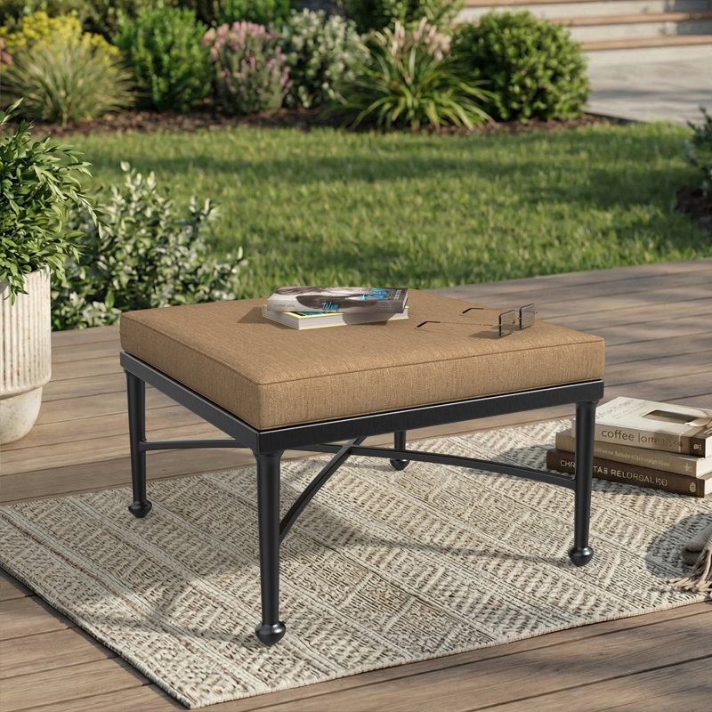 Sunbrella® Outdoor Ottoman Seat Cushion, 24" W x 24" D, Canvas Heather Beige