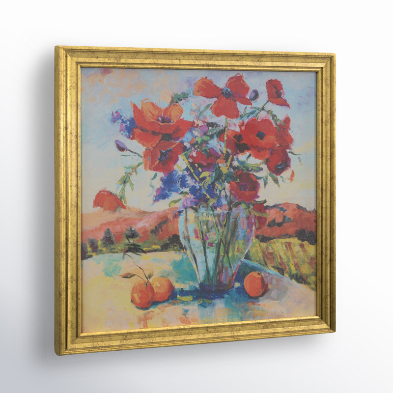 Imprimé floral aquarelle avec cadre en bois massif