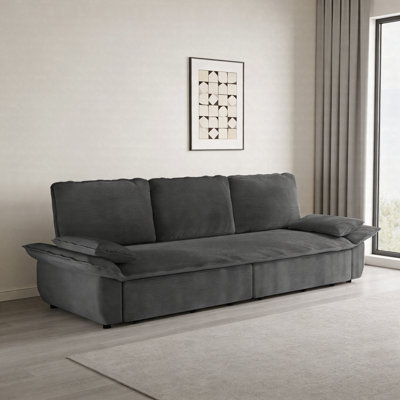 94.5" King Size Pull Out Sofa Bed, 3-In-1 Convertible Sleeper Sofa With Corduroy Upholstery, Multi-Functional Sofa Bed