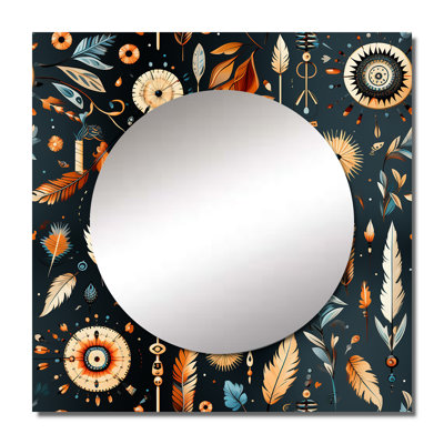Vintage Nomad Ii Boho Pattern - Bohemian & Eclectic Square Mirror Wall Decor For Bedroom