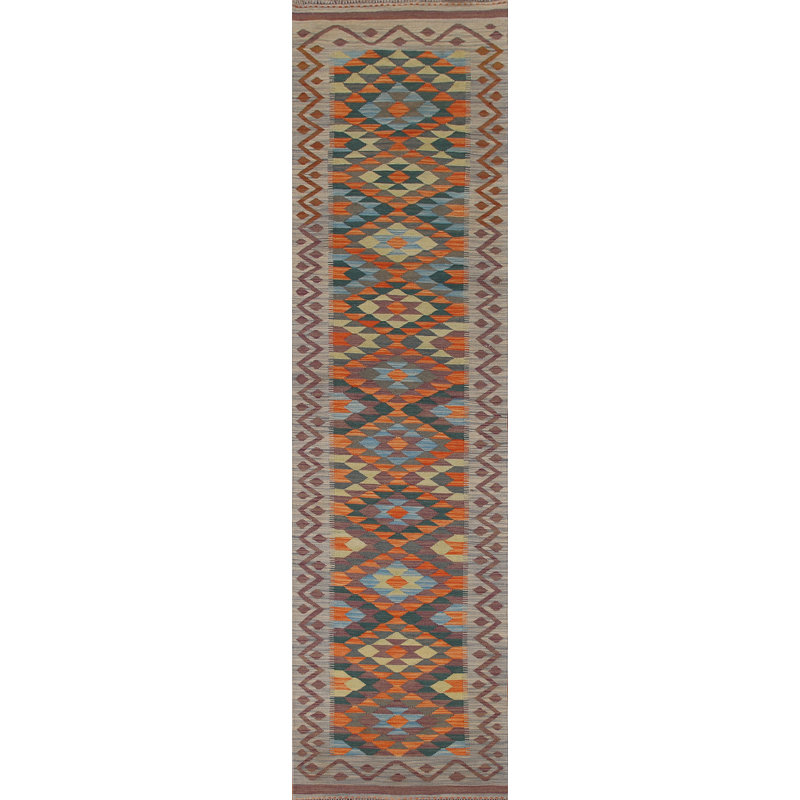 Reversible Wool Kilim Runner Rug 3x13
