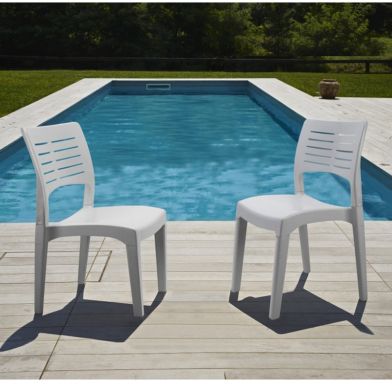 Chaise d'appoint empilable pour patio, Blanc