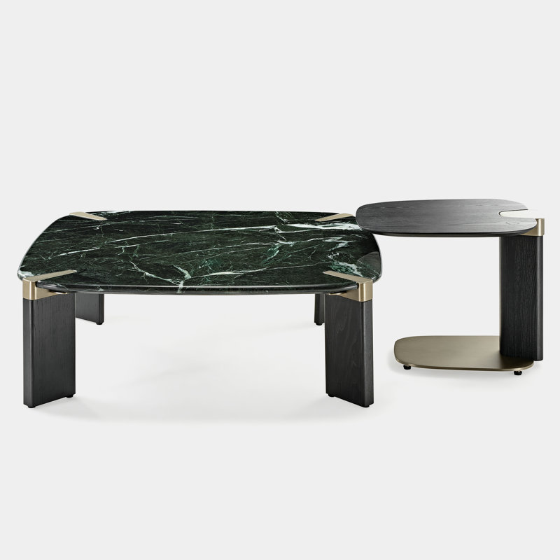 Modern  Green Marble Coffee Table Set With Side Table
