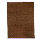 Tibetan Wool Geometric Area Rug in Brown