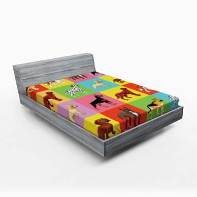 Various Breeds for Animal Lovers Microfibre Jersey Knit Fitted Sheet