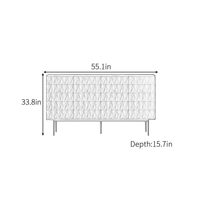 Buffet simple et moderne, H 33,8 po x l 55,1 po x P 15,7 po