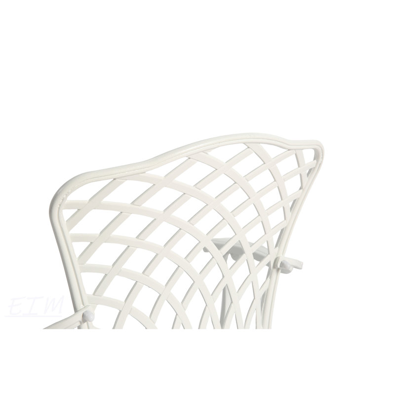 3 Piece Cast Aluminum Bistro Set With Umbrella Hole And Cushions, Weather-Resistant For Outdoor Patio And Garden Use, White