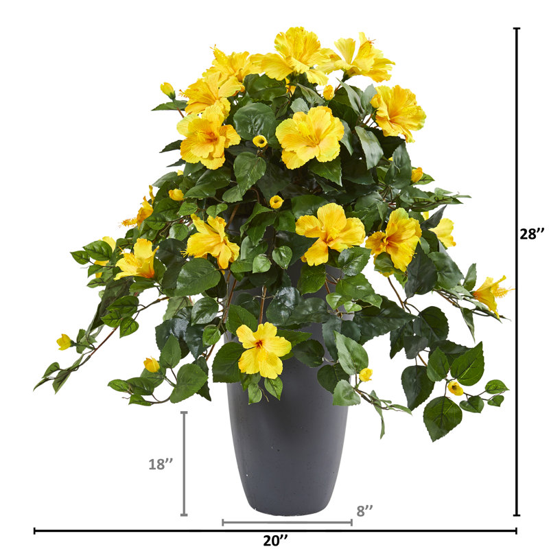 Plante hibiscus artificielle en pot de fleurs