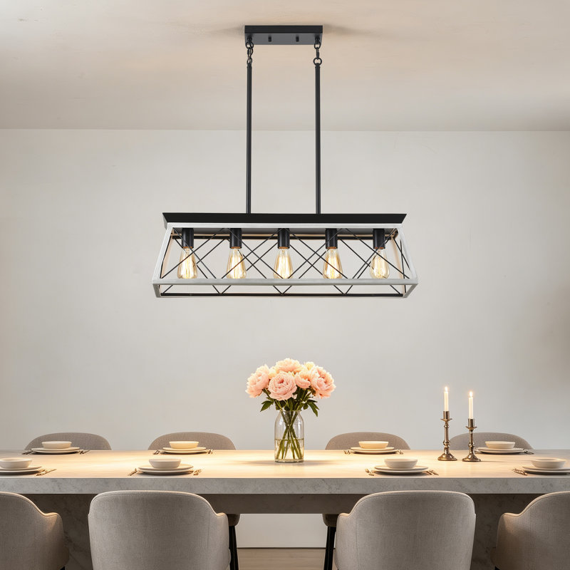Lustre linéaire à cinq lumières Farmhouse, White - 32"