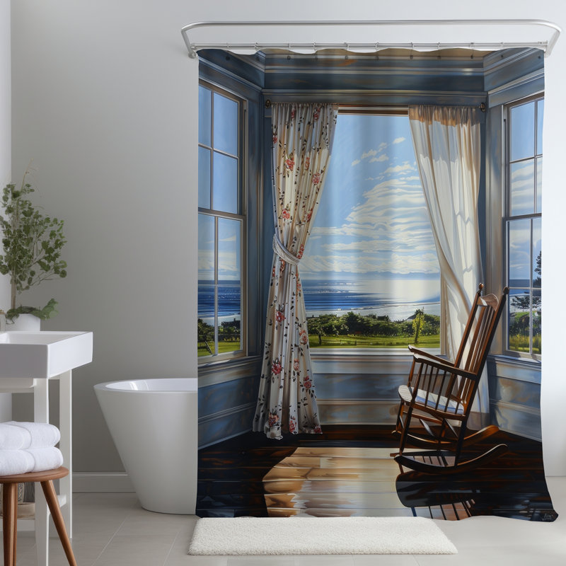 The Window – Elegant Home Decor Addition – Polyester Shower Curtain, Dye Sublimation Print, 71" W × 74" L
