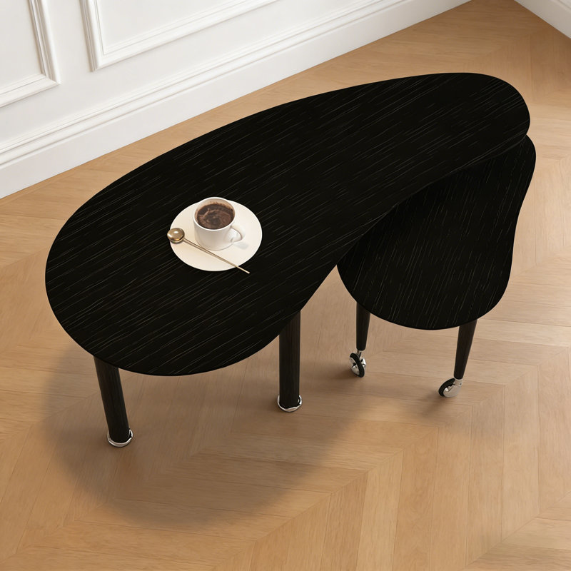 Walnut Wood Grain 360° Rotatable Coffee Table - Oak Veneer Top With Waterproof Wear-resistant Pu Paint, Sturdy Cocktail Table For Living Room & Bedroom