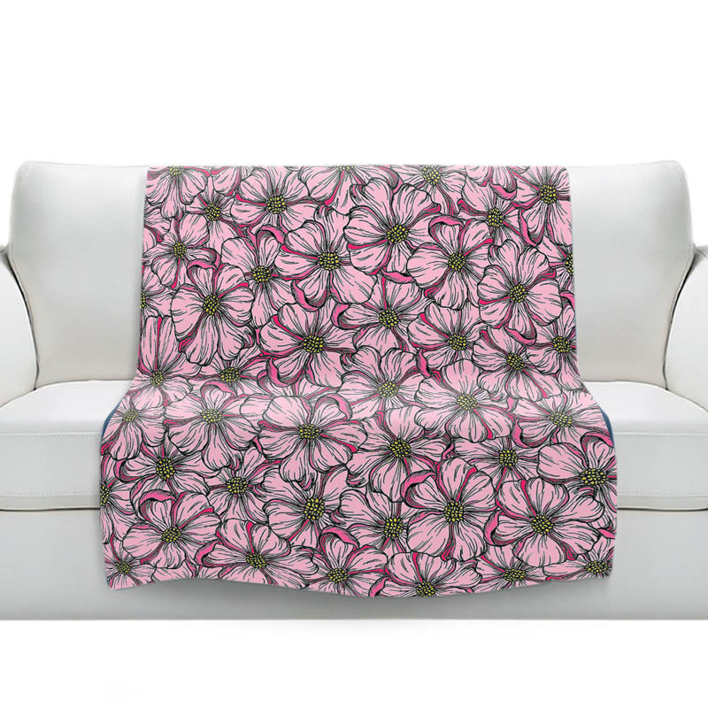 Couverture jaune doux sherpa rose sauvage, l 68 po x L 80 po