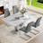  63'' Wooden Dining Table Set, Rectangle Gray Dining Table Set for 4/6 with Leather Chairs-755028159-755028155