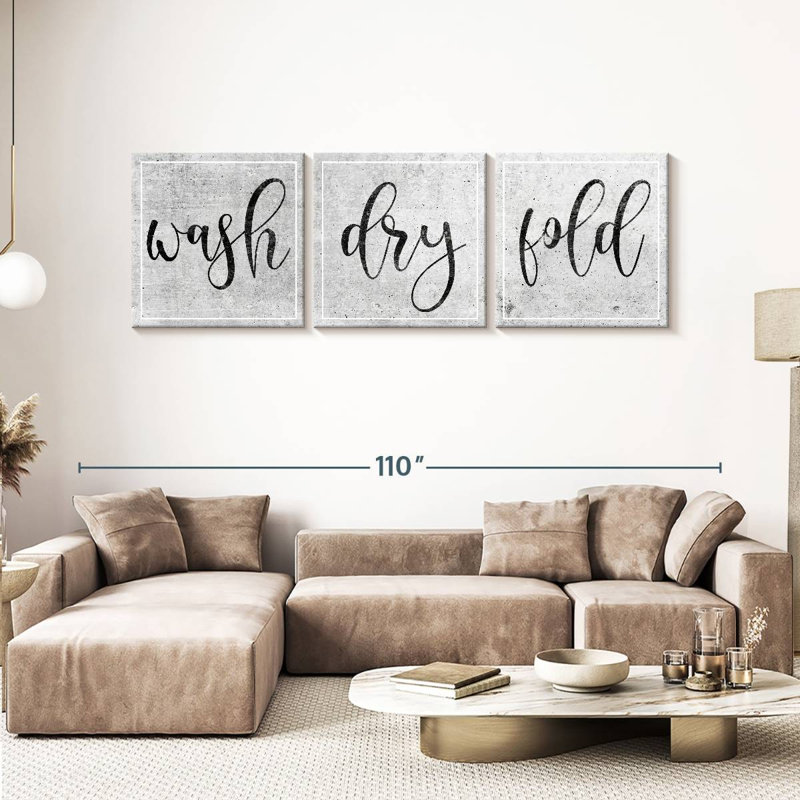 Ensemble de 3 pièces inspirantes et typographiques, H 30 po x l 92 po x P 1,25 po