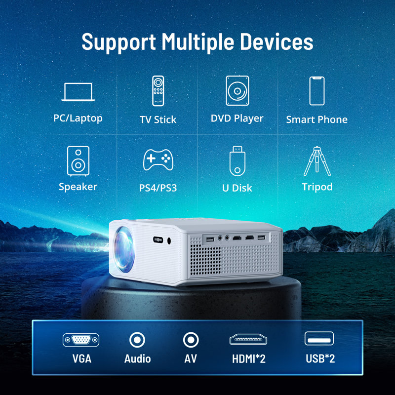 Aspiron Pico Projector 340 Lumens Portable Projector with Remote Included