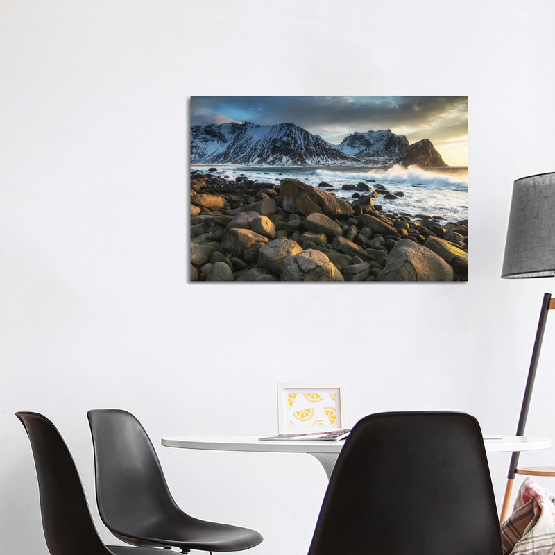 Unstad Beach, Lofoten In Norway - Wrapped Canvas Painting, 101.6 cm H x 66.04 cm W x 1.91 cm D