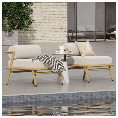 Fauteuil club d'extérieur en fer avec coussins blanc cassé La Fiora