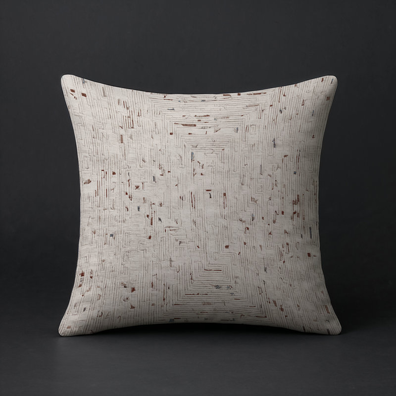 Modern Contemporary Indoor and Outdoor Throw Pillow, Grey/Beige/Light Brown Abstract 7, Square 16"