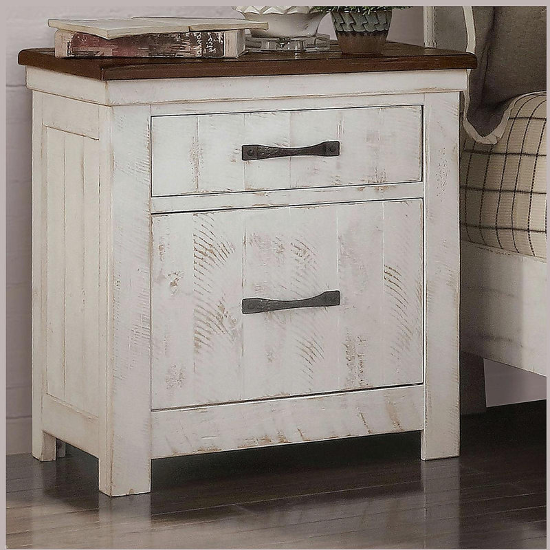 Table de chevet en bois massif vieilli 1pc