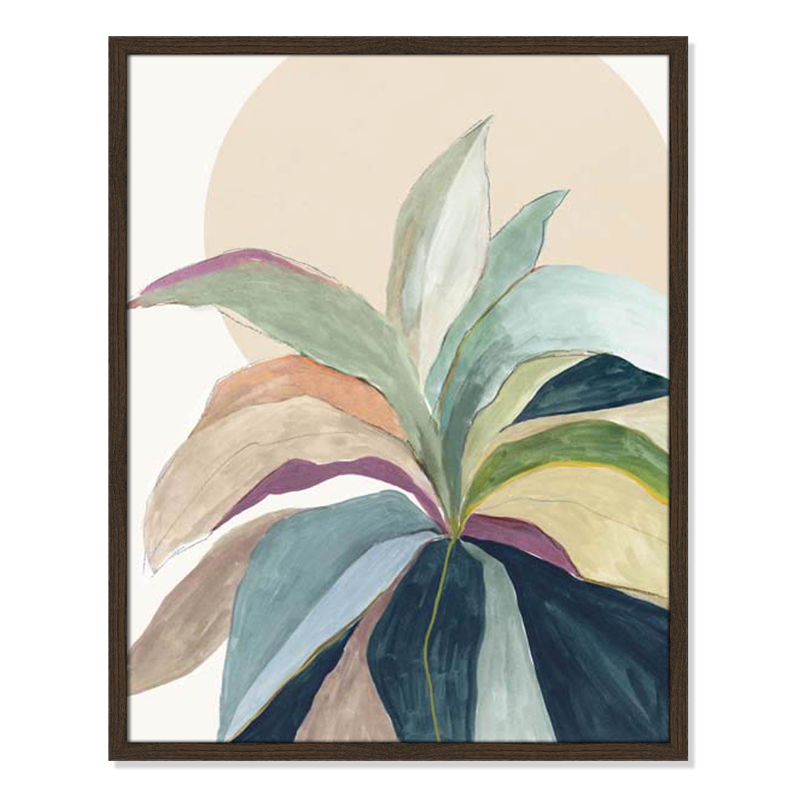 Sunny Bright Leaves II by Asia Jensen, Walnut Slim Unmatted Picture Framed, 29.5" H x 23.5" W x 0.75" D