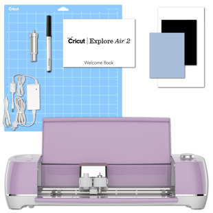 Cricut Explore Air 2 with Light Grip Mat, Premium Vinyl Rolls and Strong Bond Everyday Iron-On Bundle - Patterned Vinyl and Heat Transfer Vinyl, Weedi