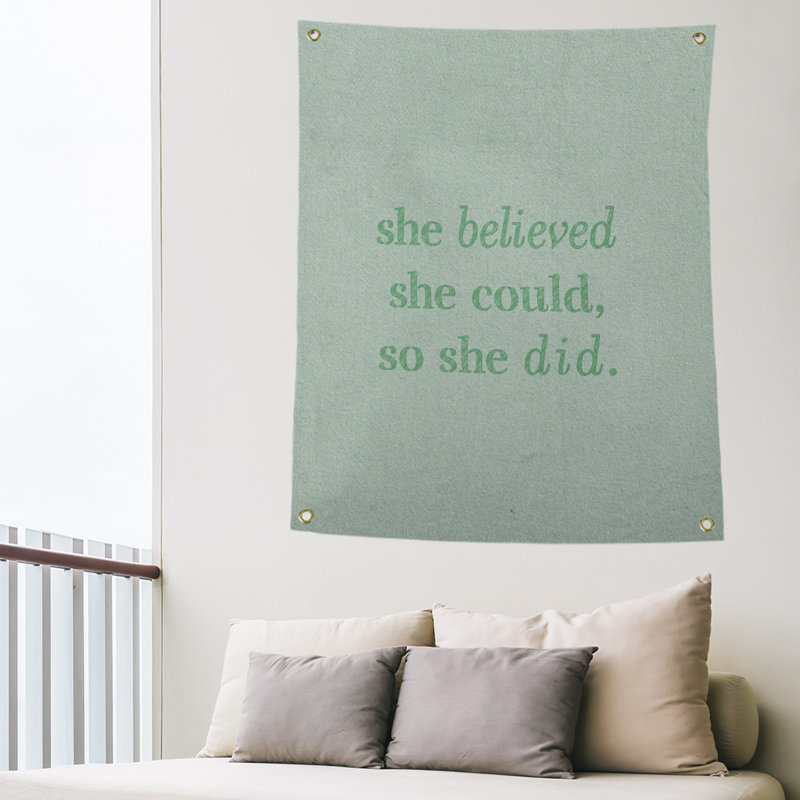 Tapisserie citation à l’habilitation en polyester pour femmes, H 36 po x l 26 po, Vert