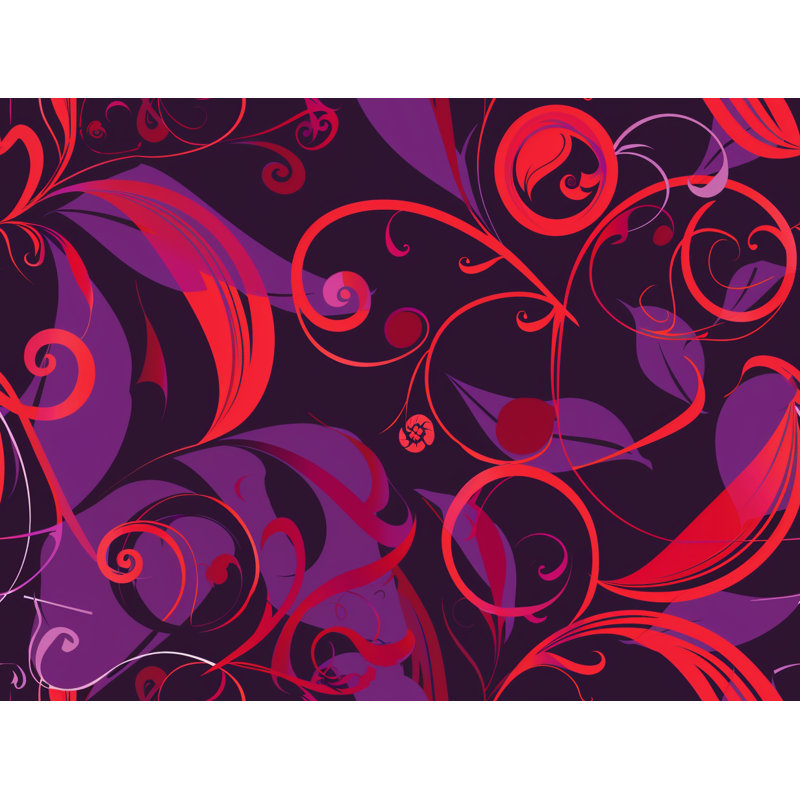 Floral Swirls Illustration Floral Shower Curtain, 73"H x 70"W