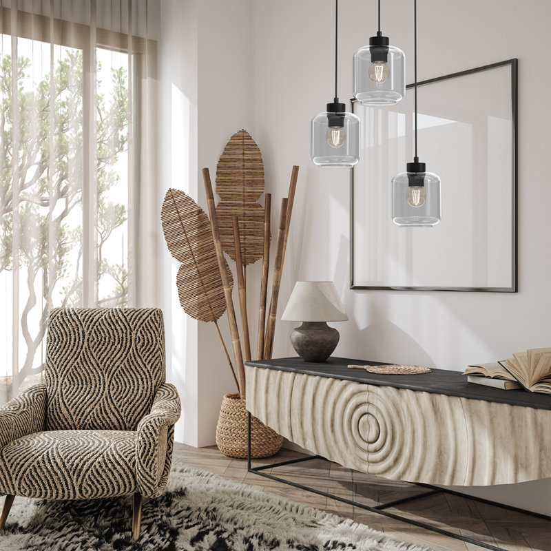 Sombra 3 - Light Matte Black Cluster Pendant, Grey/Brown/Blue