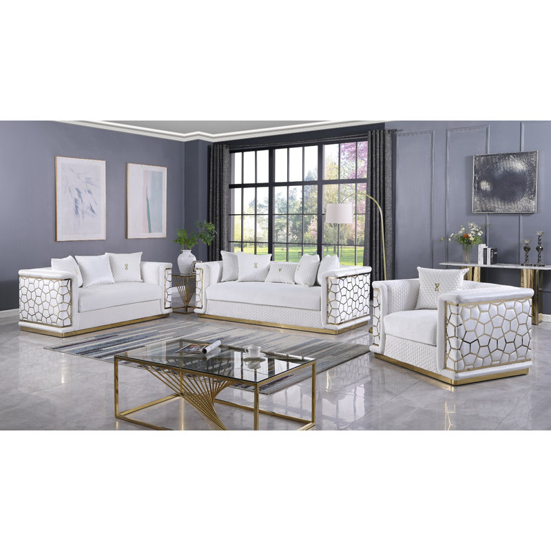 Ensemble de salon Stella White, Blanc