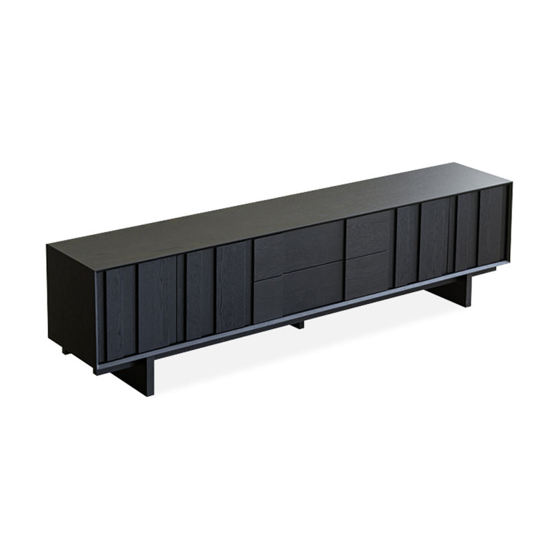 Meuble télé moderne en bois massif noir, H 22,44 po x L 70,87 po x l 15,75 po