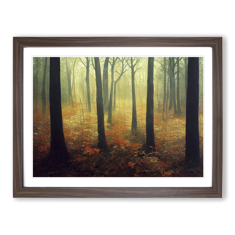 Dynamic Forest 1 Piece Single Picture Frame Painting, 46cm H x 64cm W x 2cm D, Walnut