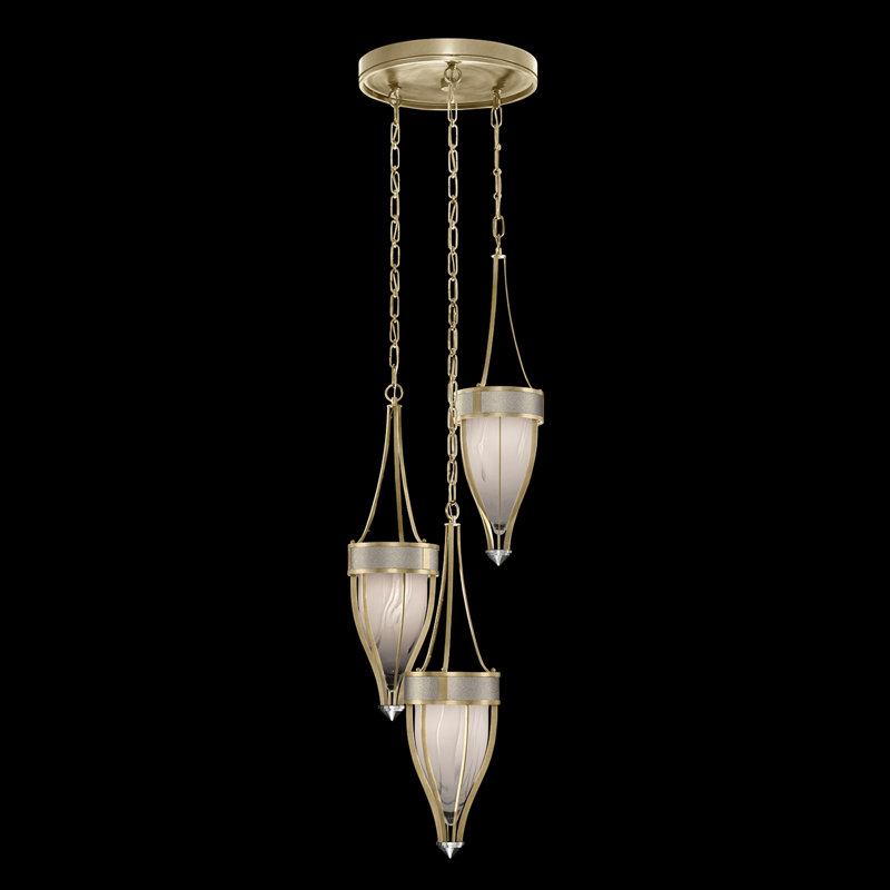 Luminaire suspendu rond l 17,5 po Mirage, Coco, Feuille d'or douce standard / nickel
