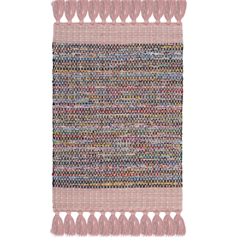 Ekaterina Hand Woven Cotton Abstract Rug, Rectangle 5' x 8'