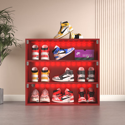 LED Light Shoe Box Three Layers With Glass Doors