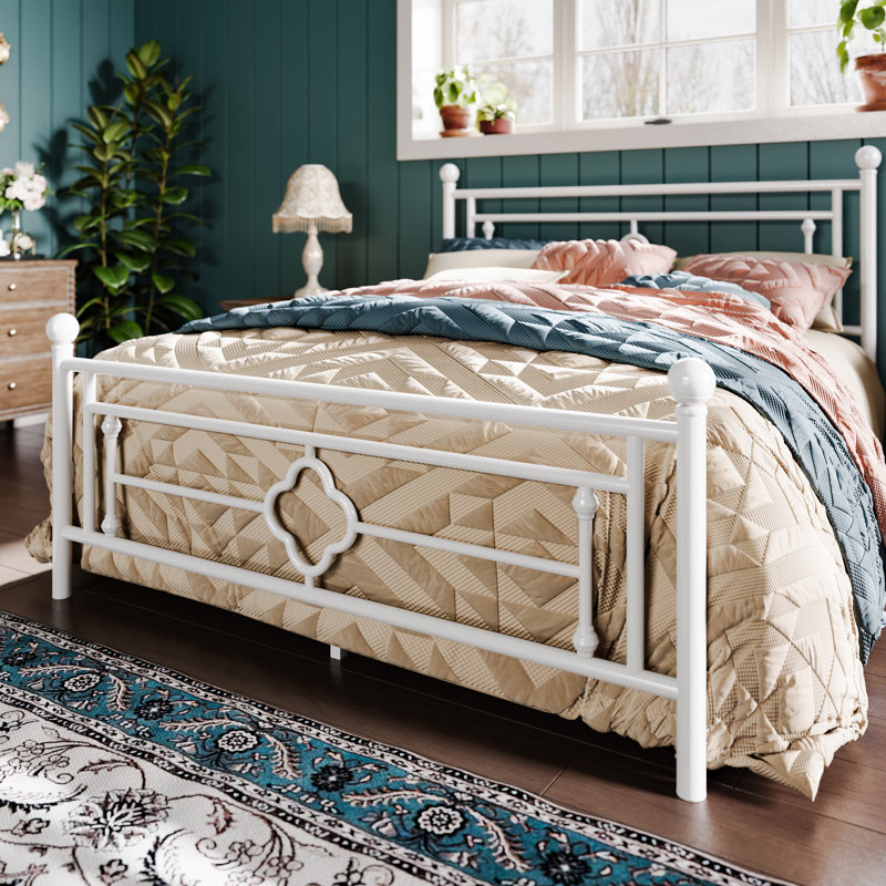 Erberto Platform Bed, White, Queen