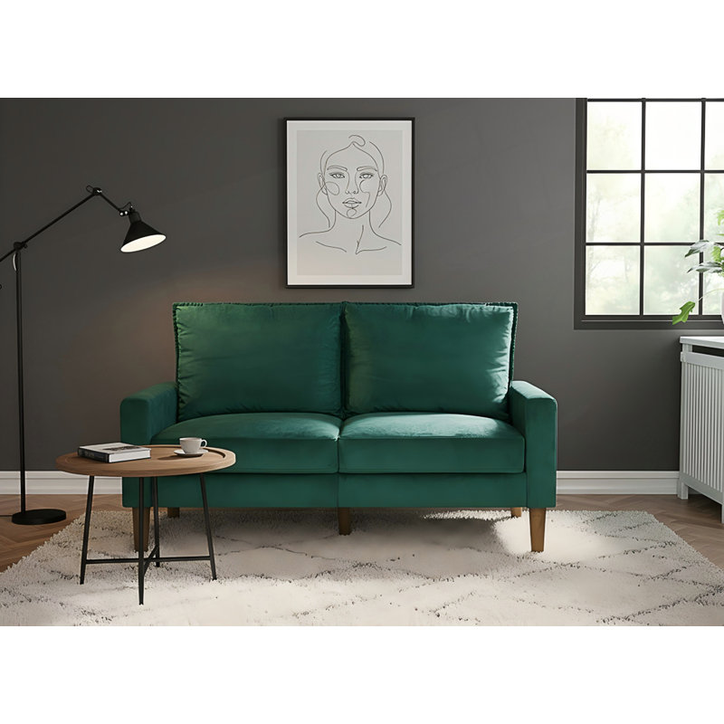 Canapé 2 places Modern Minimalist, Green Velvet