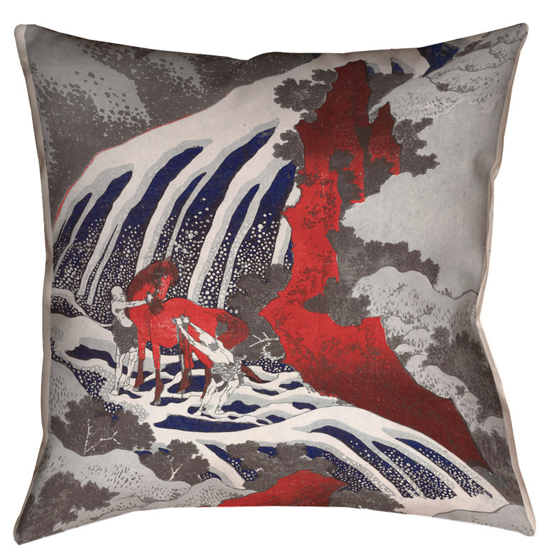 Coussin décoratif intérieur/extérieur à fermeture en cascade et cheval, 16 po x 1 po