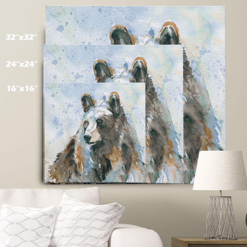 «Black Bear on Blue» par Carol Robinson, reproduction d'art sur toile tendue, H 32 po x l 32 po x P 1,5 po