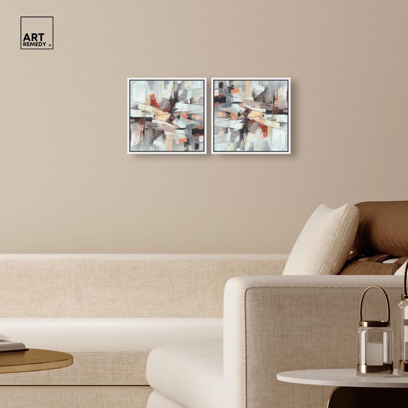 Out of Time Set Canvas Modern Boho by Art Remedy, White Floater Framed, 13" H x 13" W